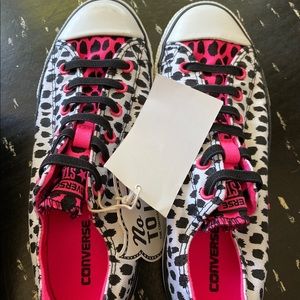 Pink Leopard Print Youth Converse